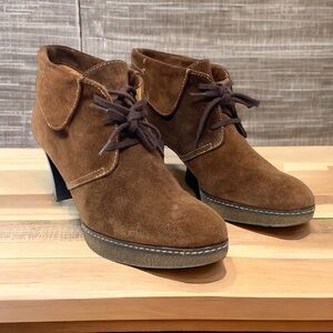 Pedro Miralles Chocolate Brown Suede Heeled Lace Up Ankle Boots Size 39